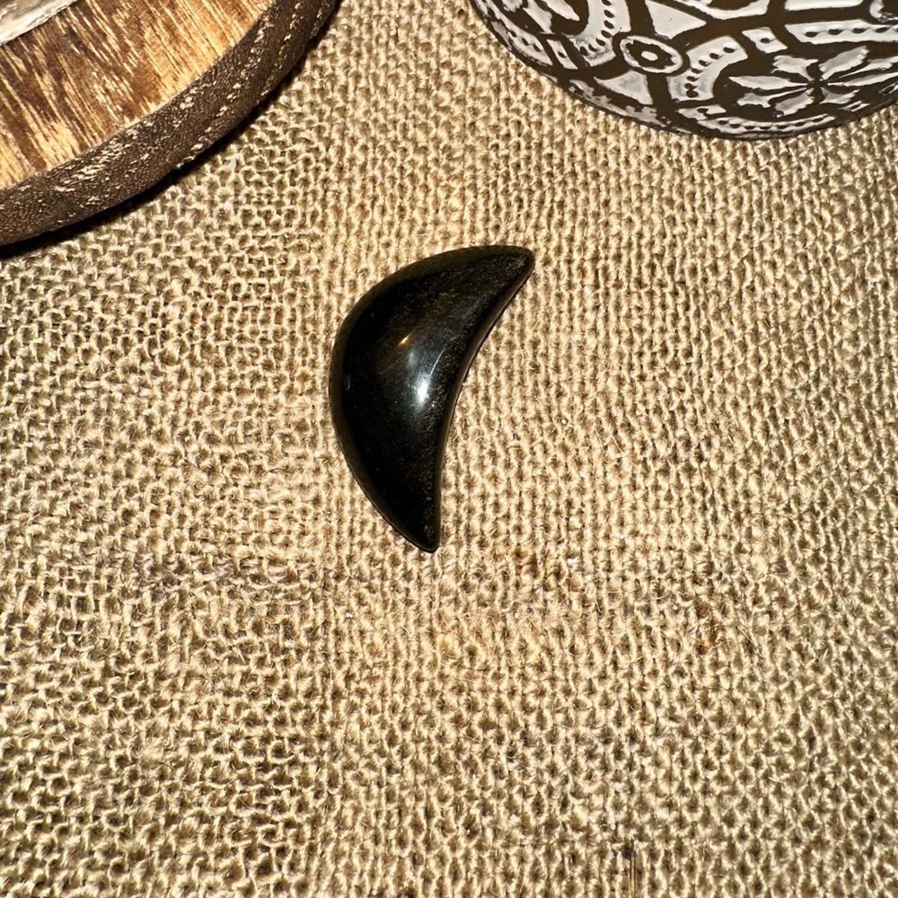 Gold sheen obsidian moon carving